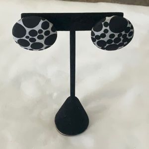 Black/White Vintage Polka Dot Earrings